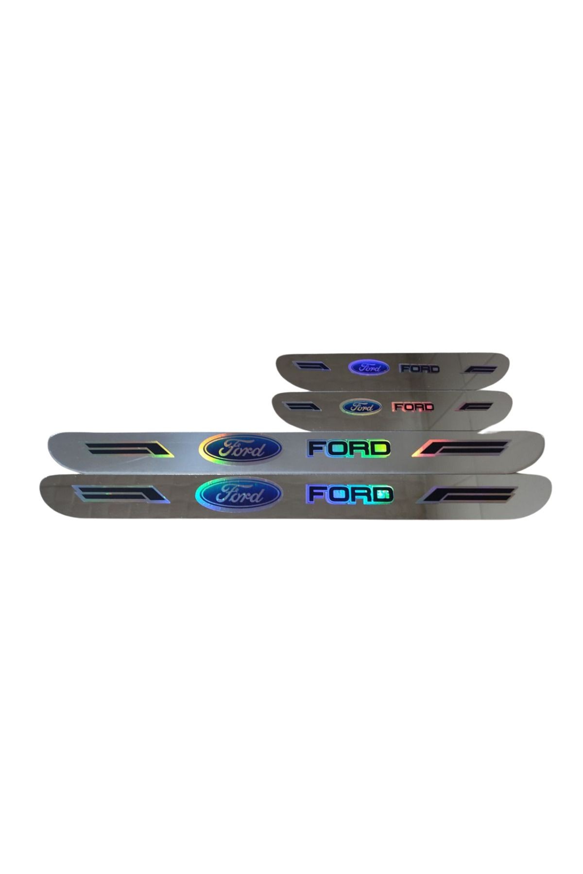 Ford Hologram Logolu Araca Özel Marka Logolu Aynalı Kapı Eşiği Koruyucu Yapıştırma 4'lü Set