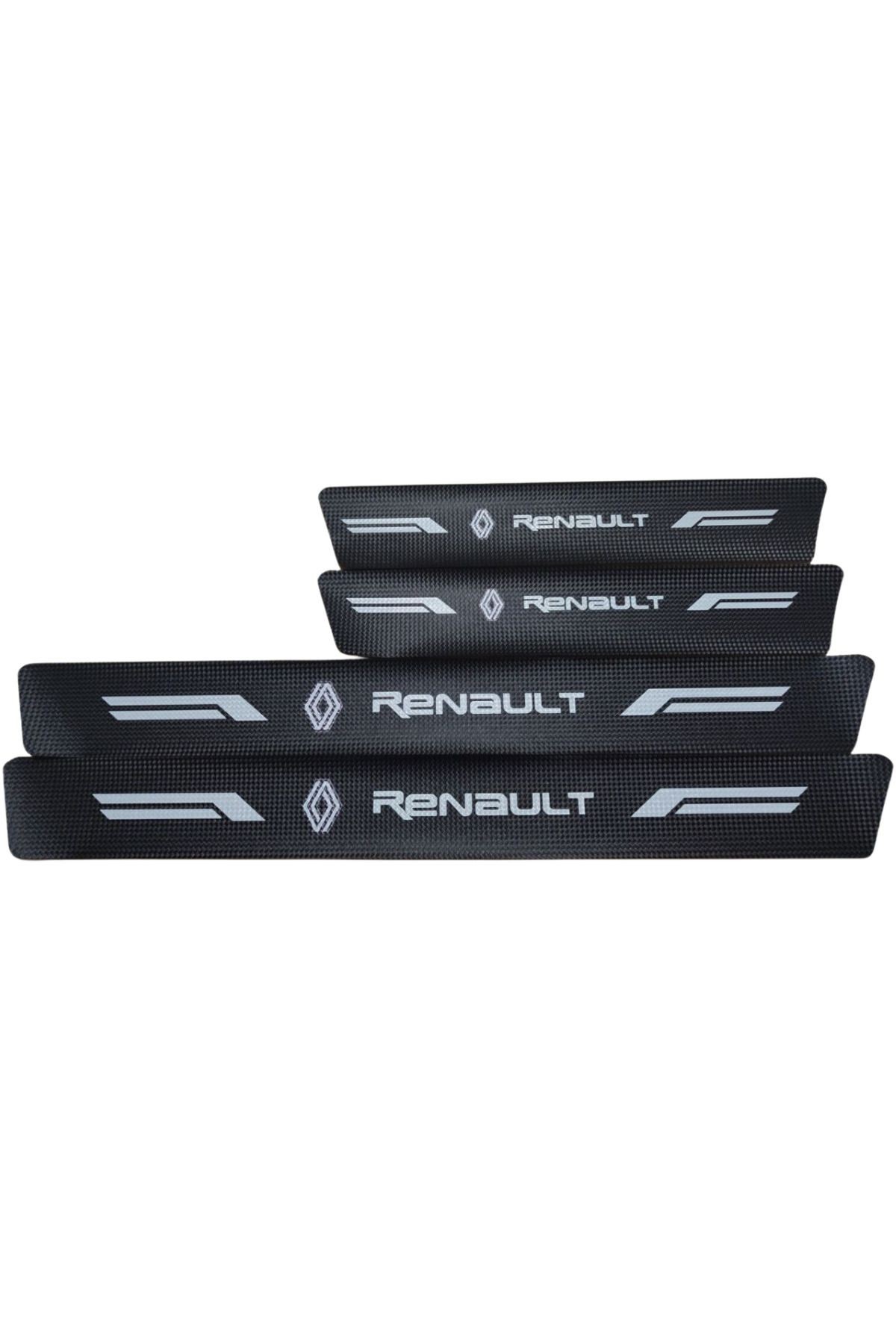 Renault Logolu Karbon Kapı Eşiği Koruyucu Bant Folyo 4'lü Set