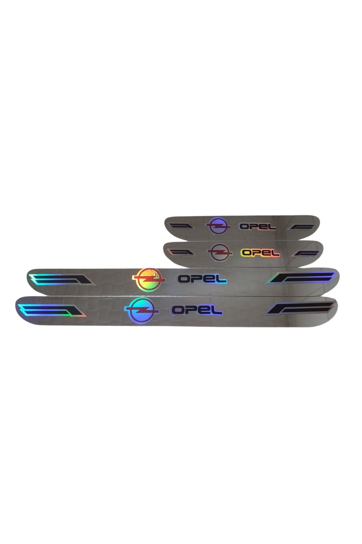Opel Hologram Logolu Araca Özel Marka Logolu Aynalı Kapı Eşiği Koruyucu Yapıştırma 4'lü Set