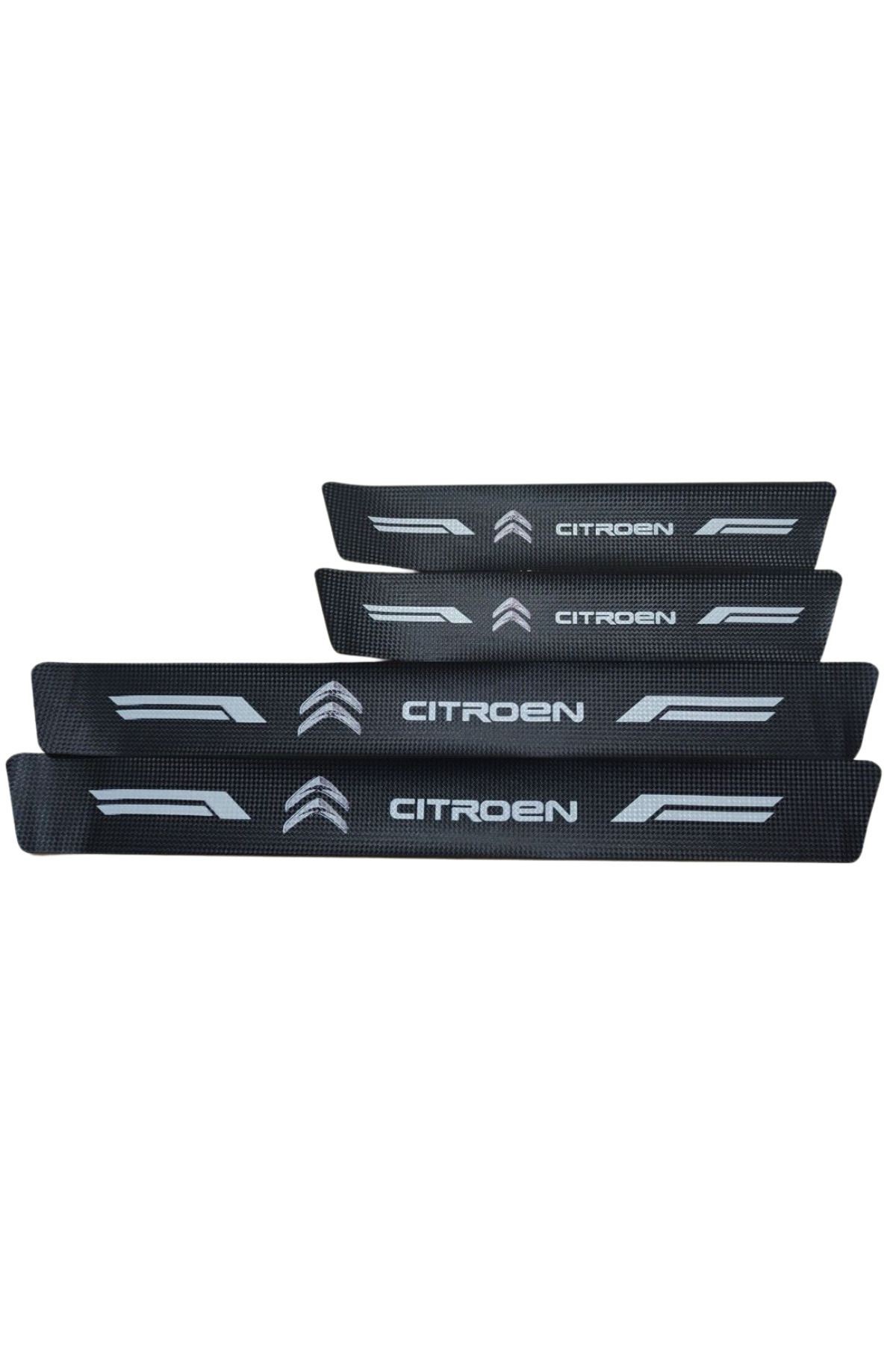 Citroen Logolu Karbon Kapı Eşiği Koruyucu Bant Folyo 4'lü Set