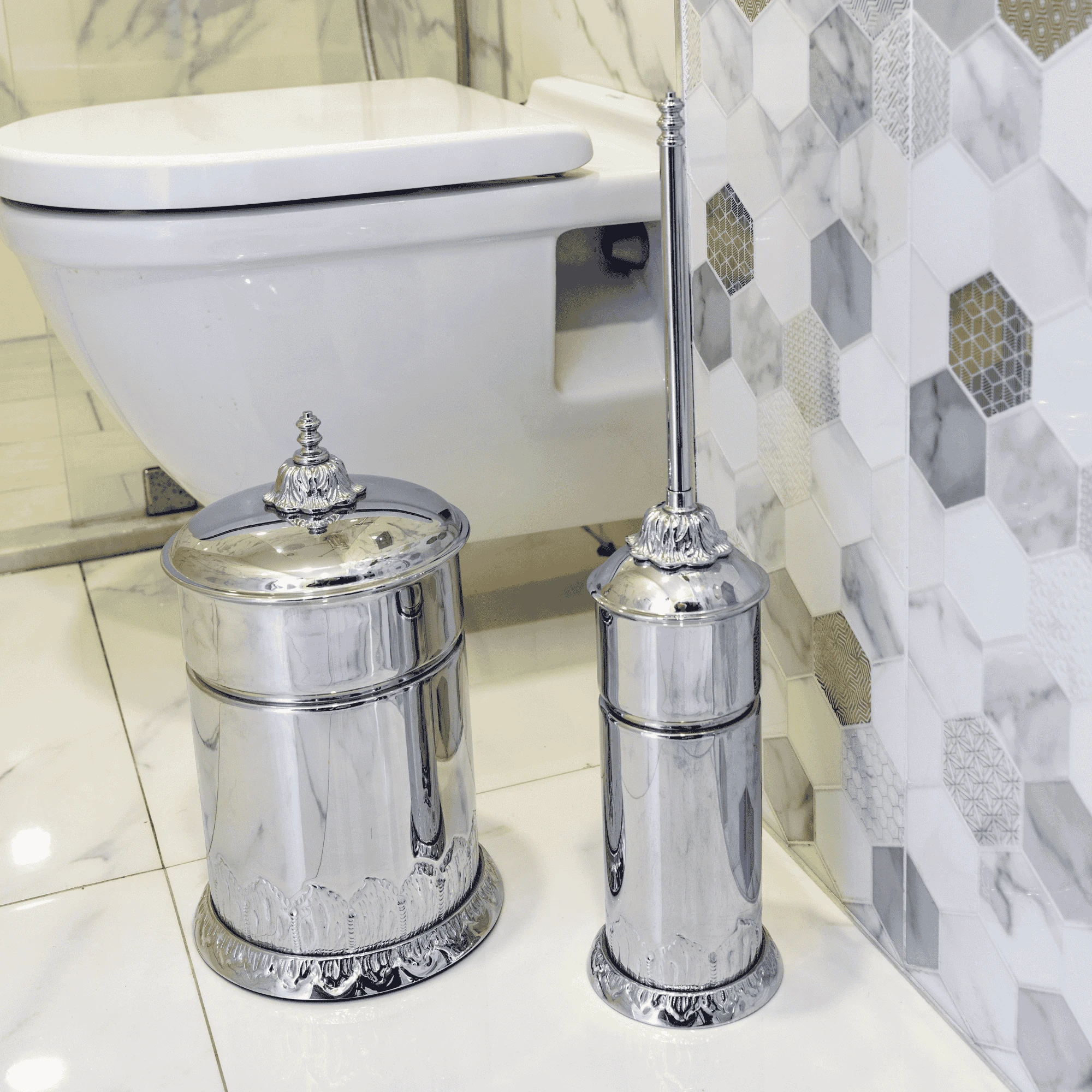 Flower Banyo Çöp Kovası Krom