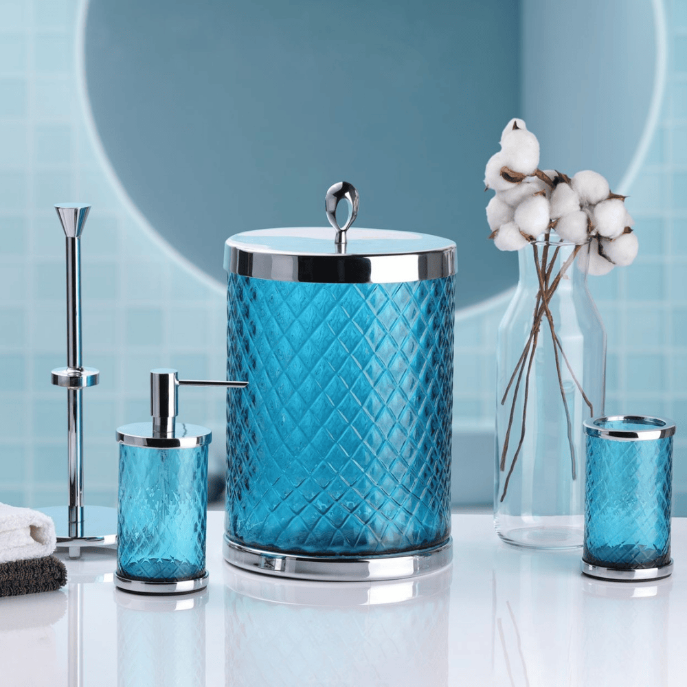 Vario Mavi Camlı Banyo Seti-Vistadorodekor