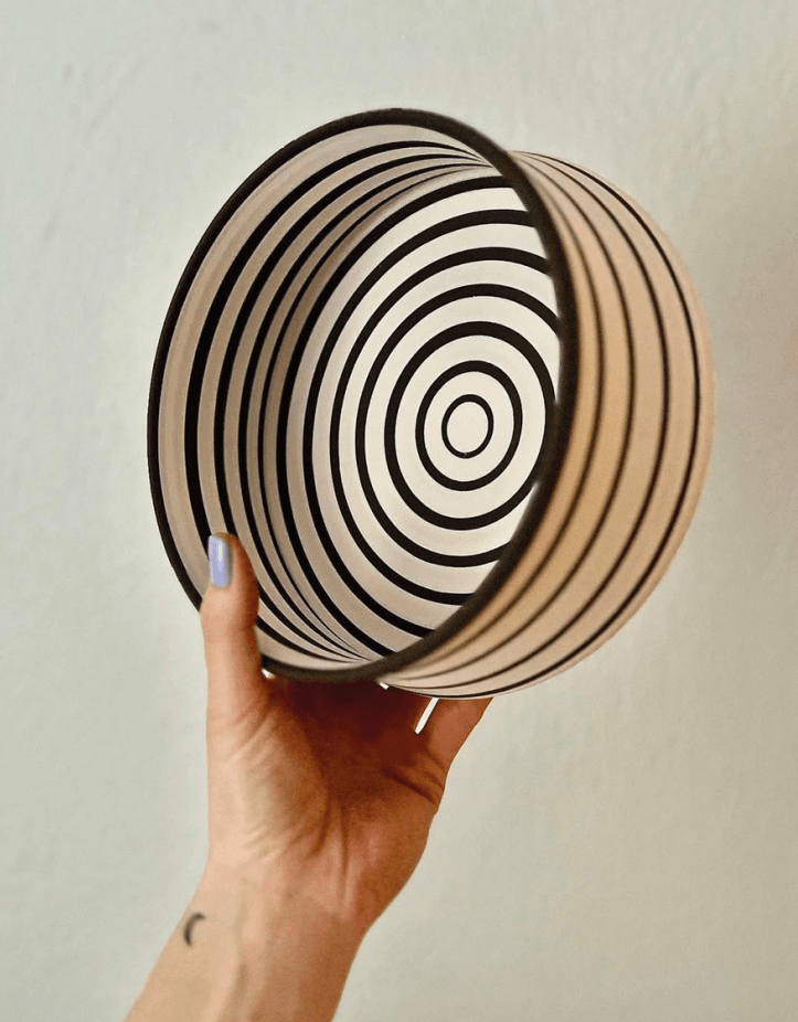 Ilussion Kiremit Çizgili Seramik Çanak