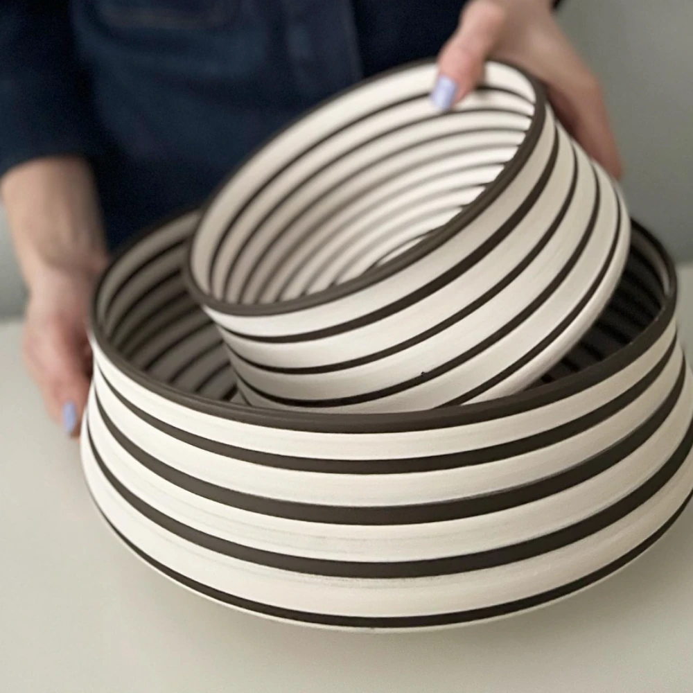 Çizgili Seramik Çanak