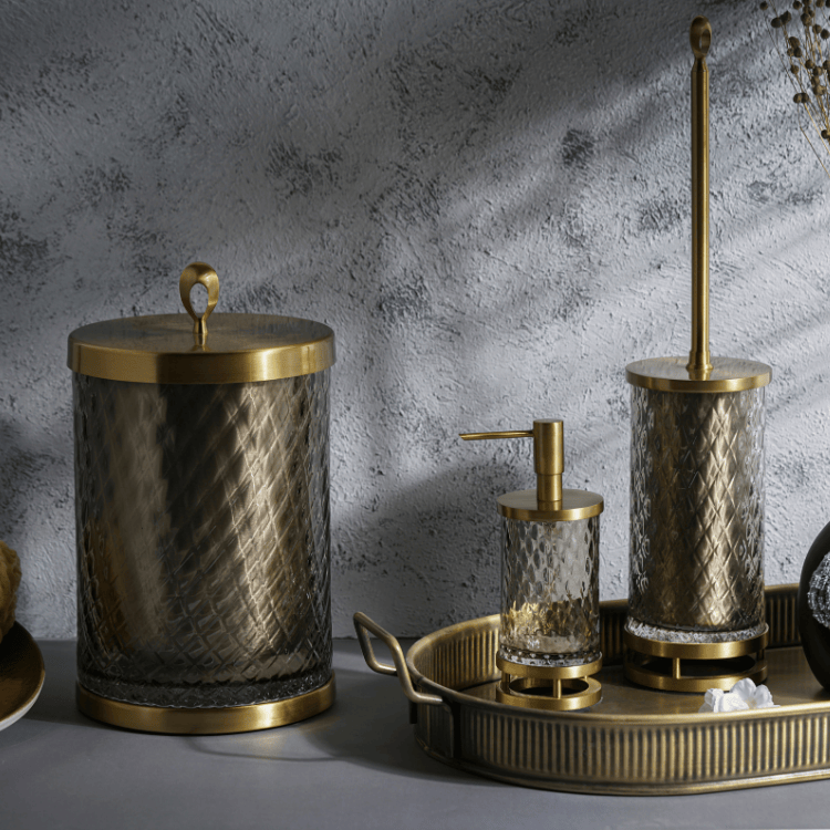 Marilla Karo Saten Sarı Banyo Seti