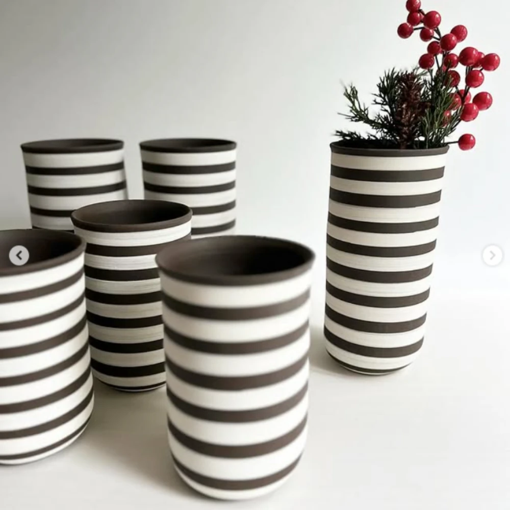 Çizgili Seramik Vazo