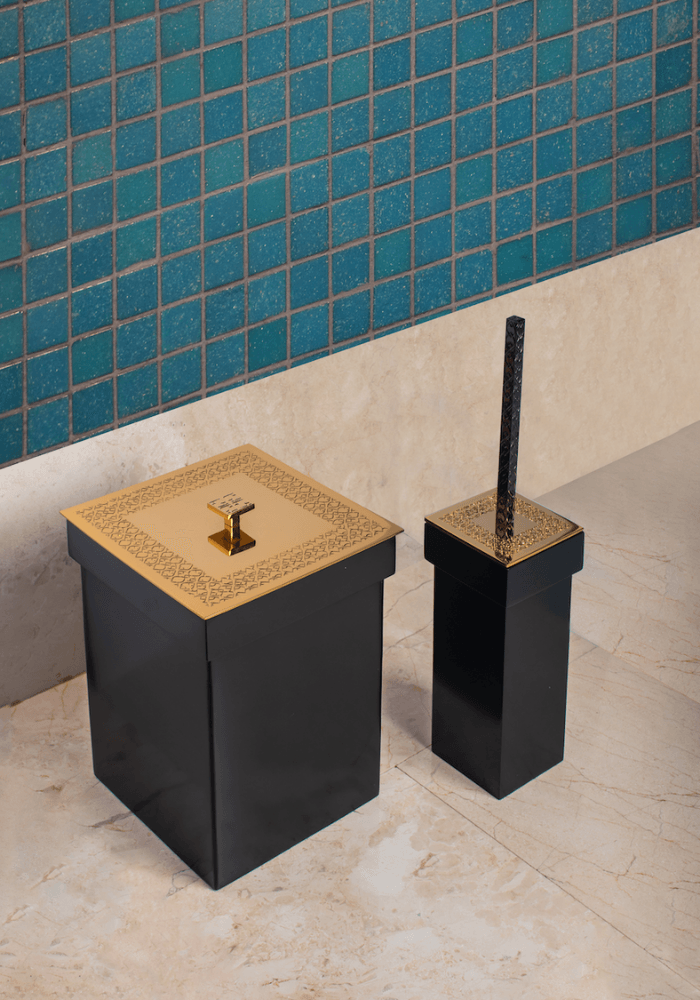 Frame Black Corian Patterned Waste Bin