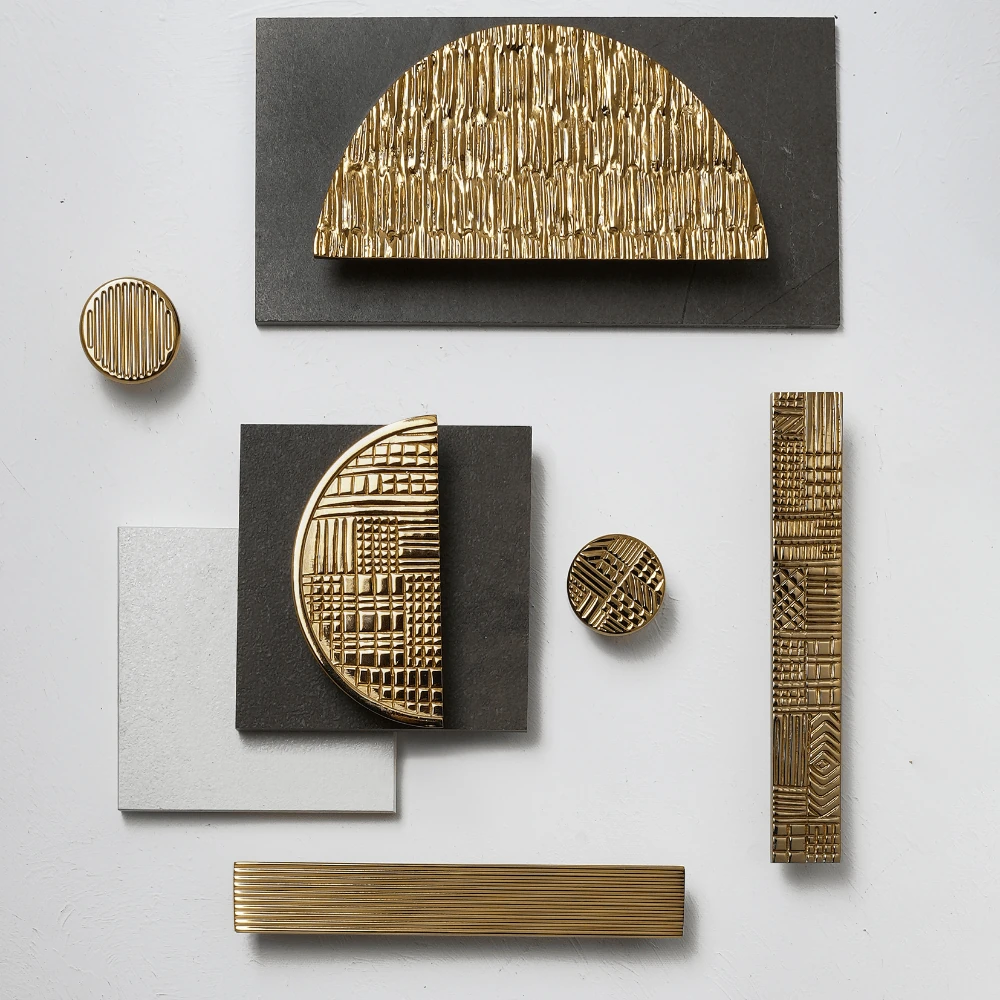 Geometrik Düğme Kulp - Altın Renk