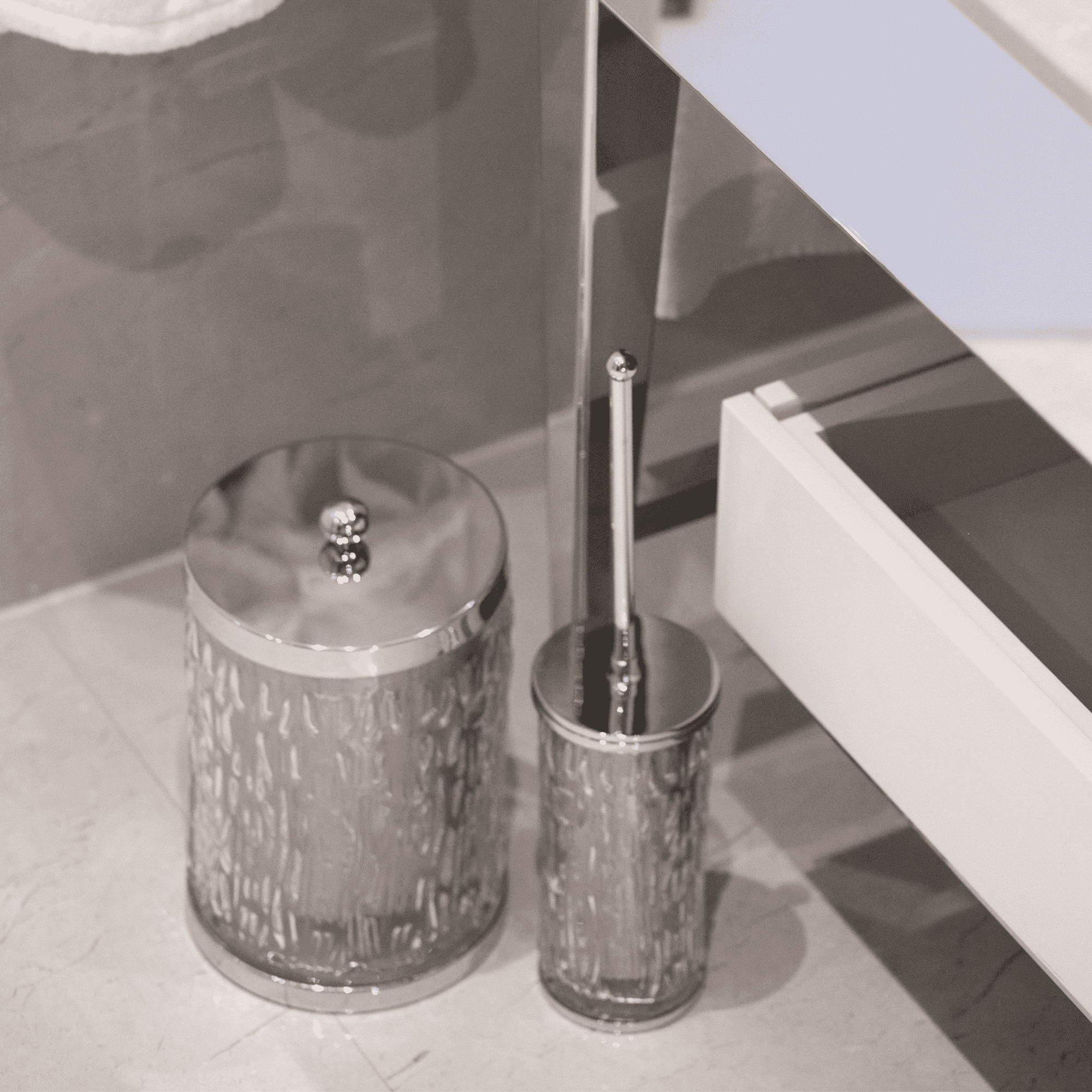 Wave Clear Glass Toilet Brush Holder
