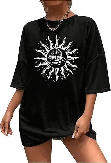 Bisiklet Yaka Baskılı T-shirt - Siyah