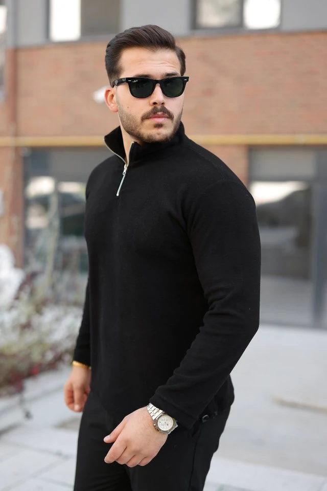 Erkek Zip Yaka Beli Lastikli Polar