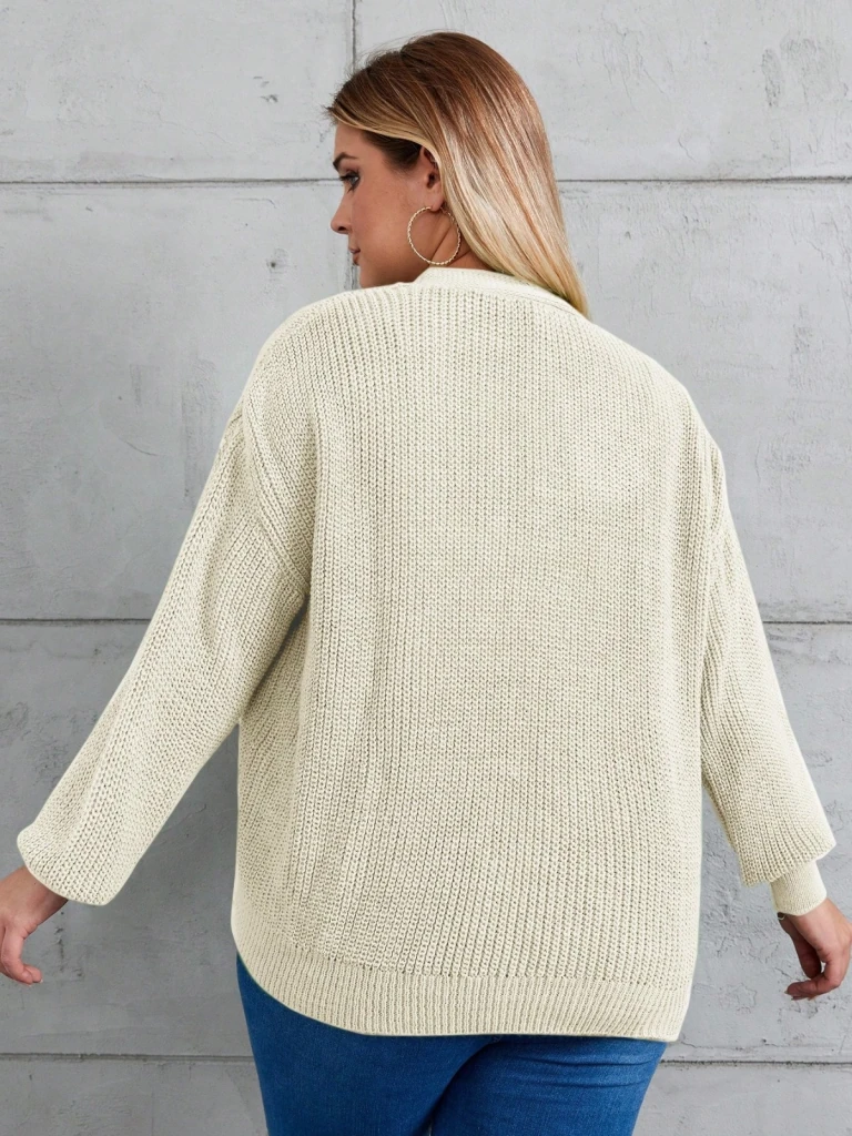 Kadın Beş Düğme Büyük Beden Triko Hırka