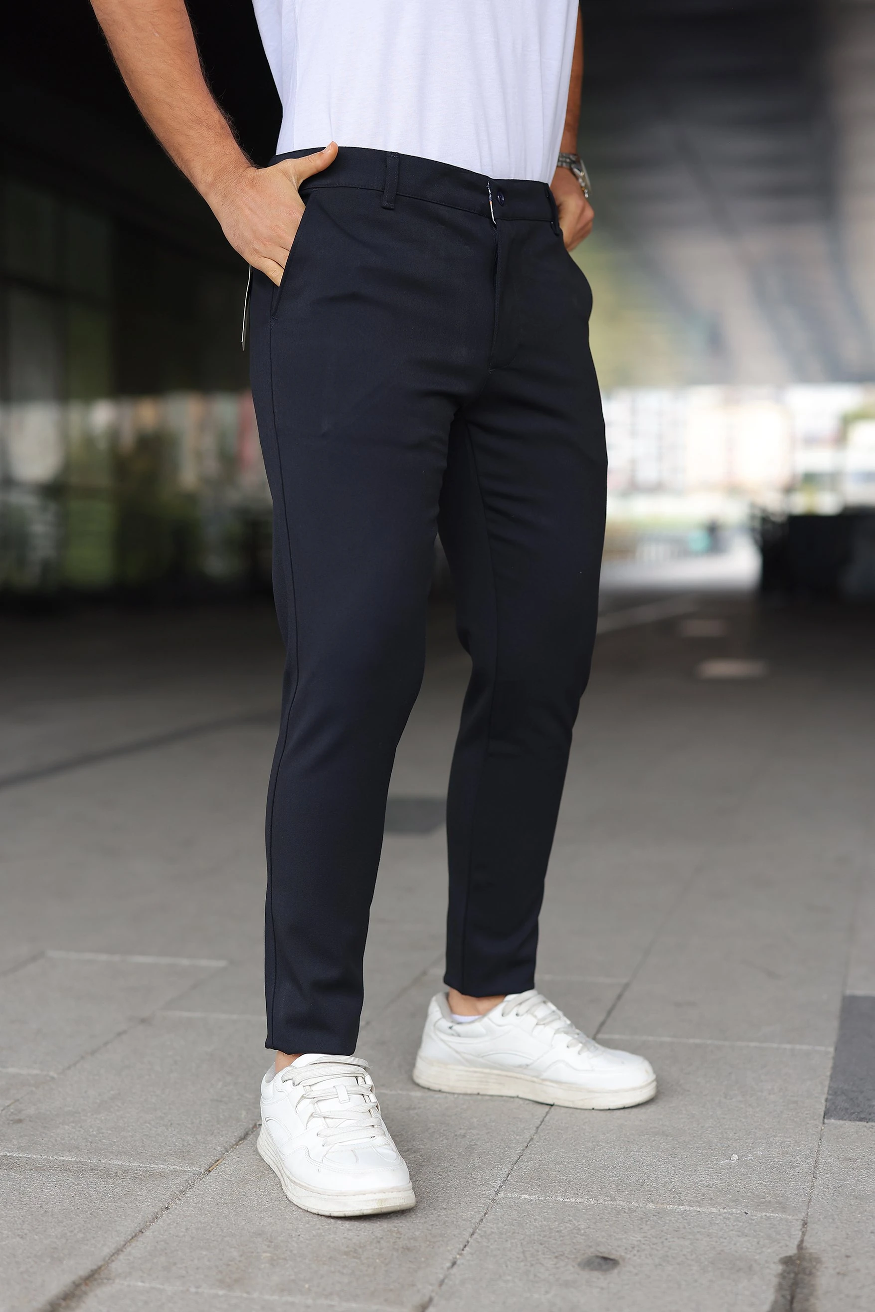 Erkek Slim Fit Likralı Gabardin Pantolon