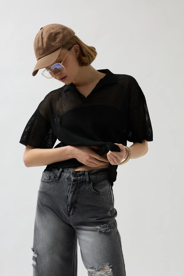 Polo Yaka TransparanT-Shirt