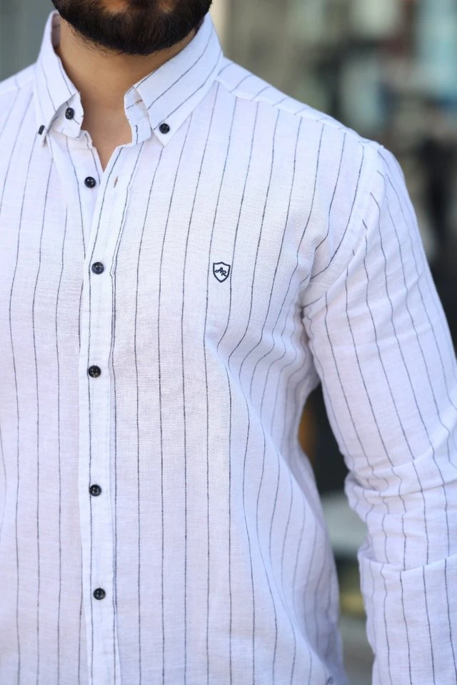 Erkek Pamuklu Çizgi Desenli Gömlek