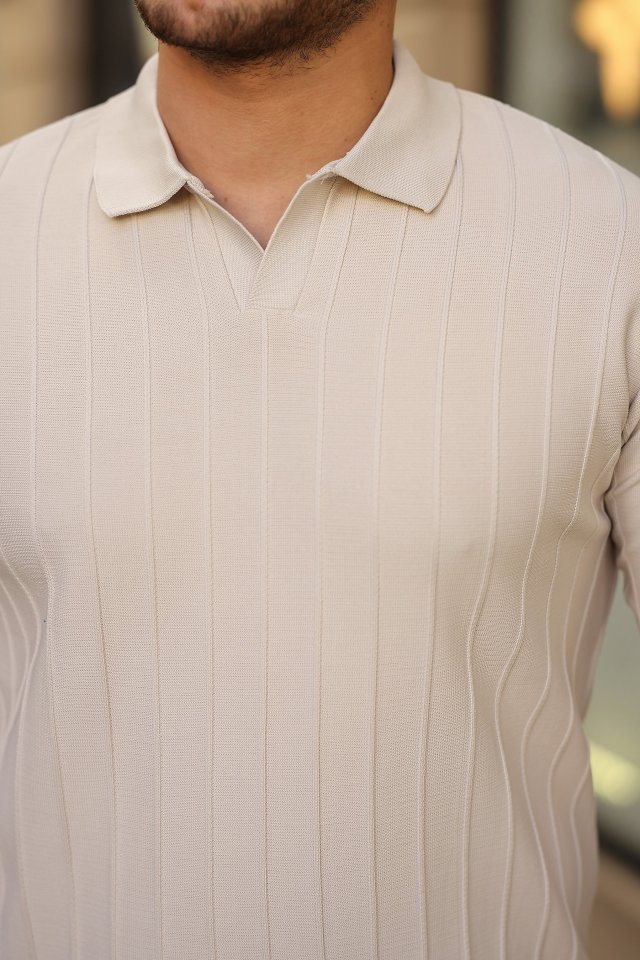 Erkek çizgi Kabartmalı Uzun Kollu Triko