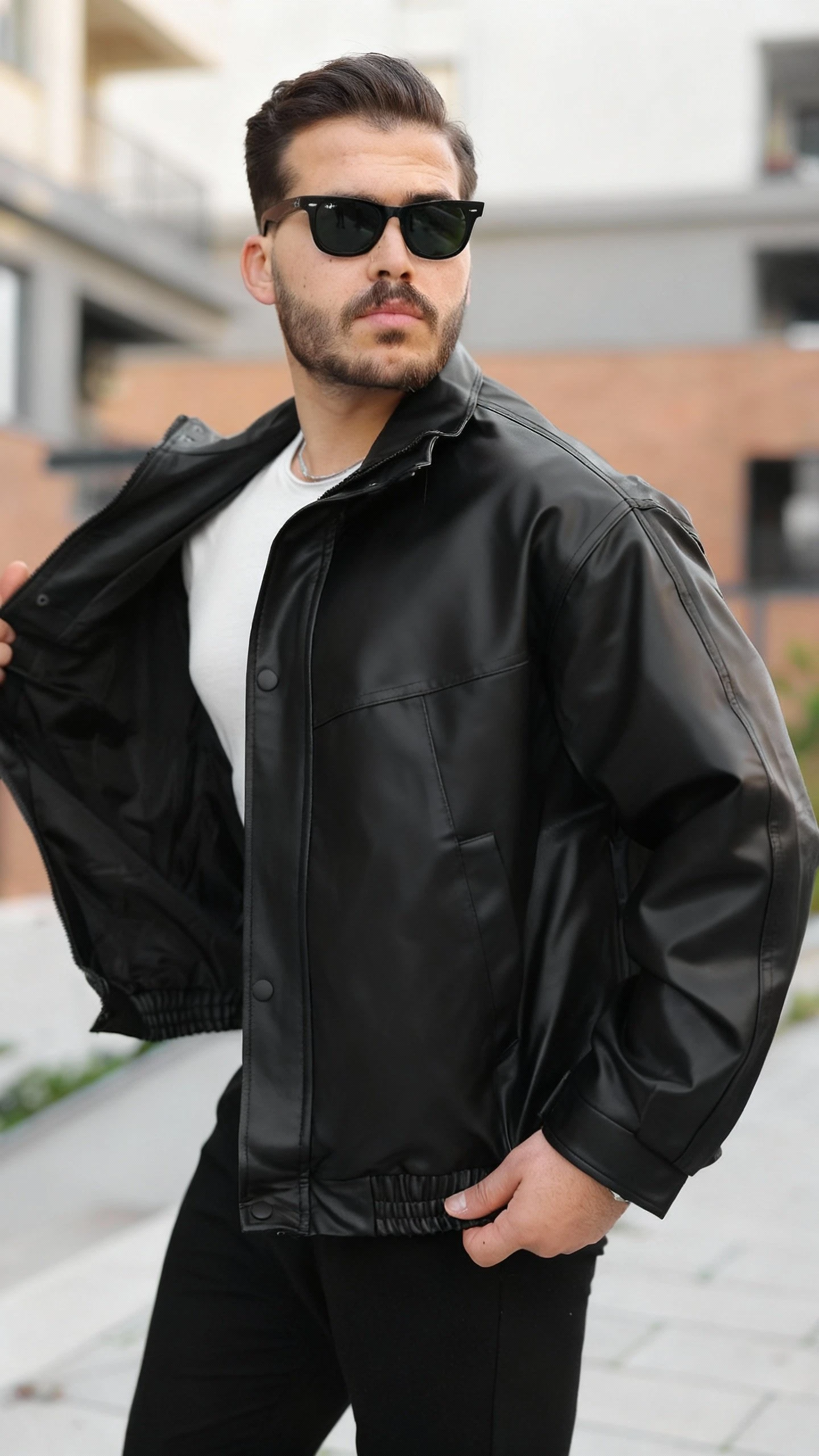 Erkek Içi Astarlı Oversize Deri Ceket