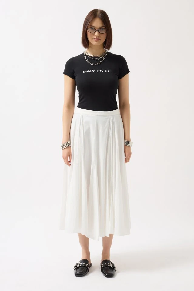 Baskılı Likralı Crop T-Shirt