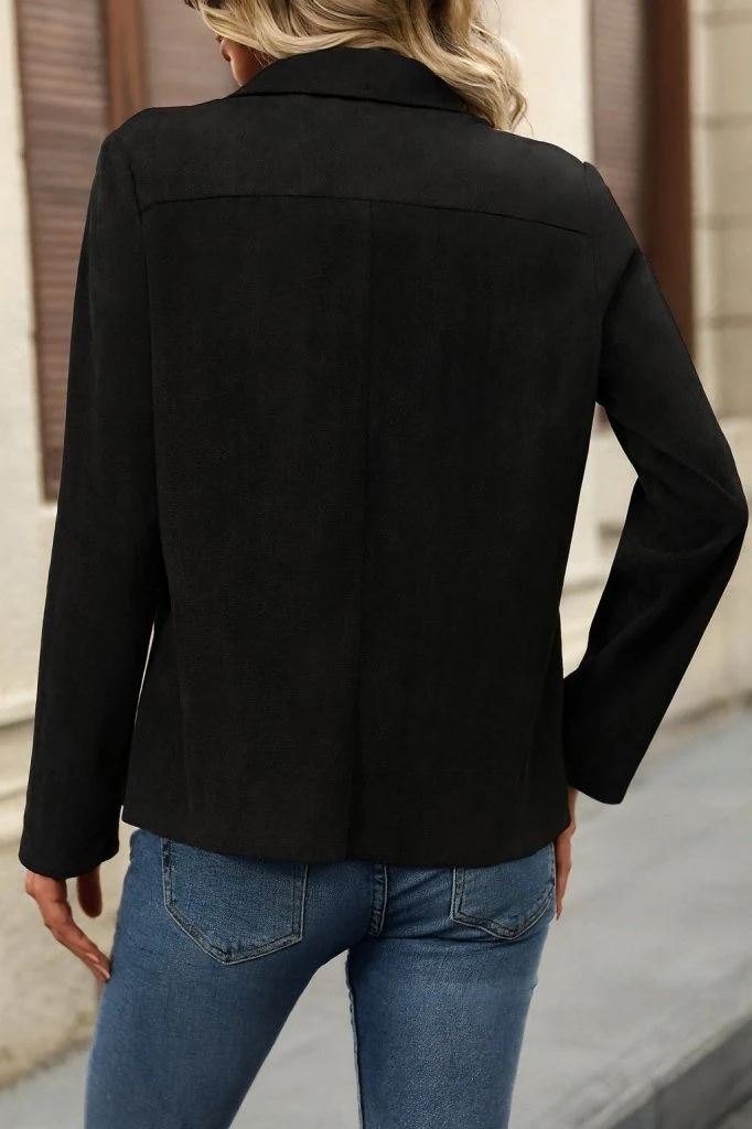 Kadın Uzun Kollu önü Açık Yakalı Süet Ceket