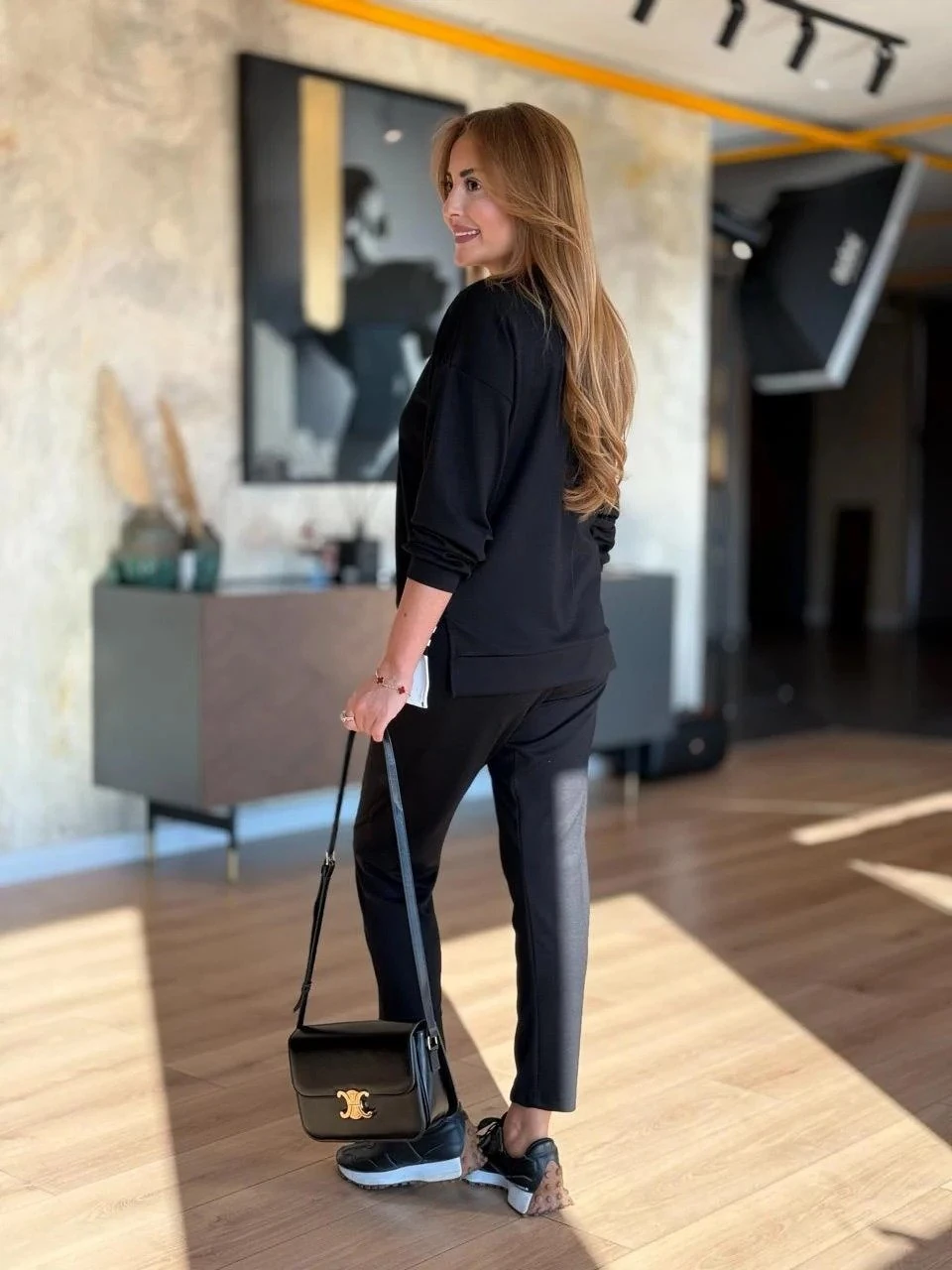 Kadın Uzun Kollu Bisiklet Yaka Ribana Detay Sweat Ve Pantolon Ikili Takım