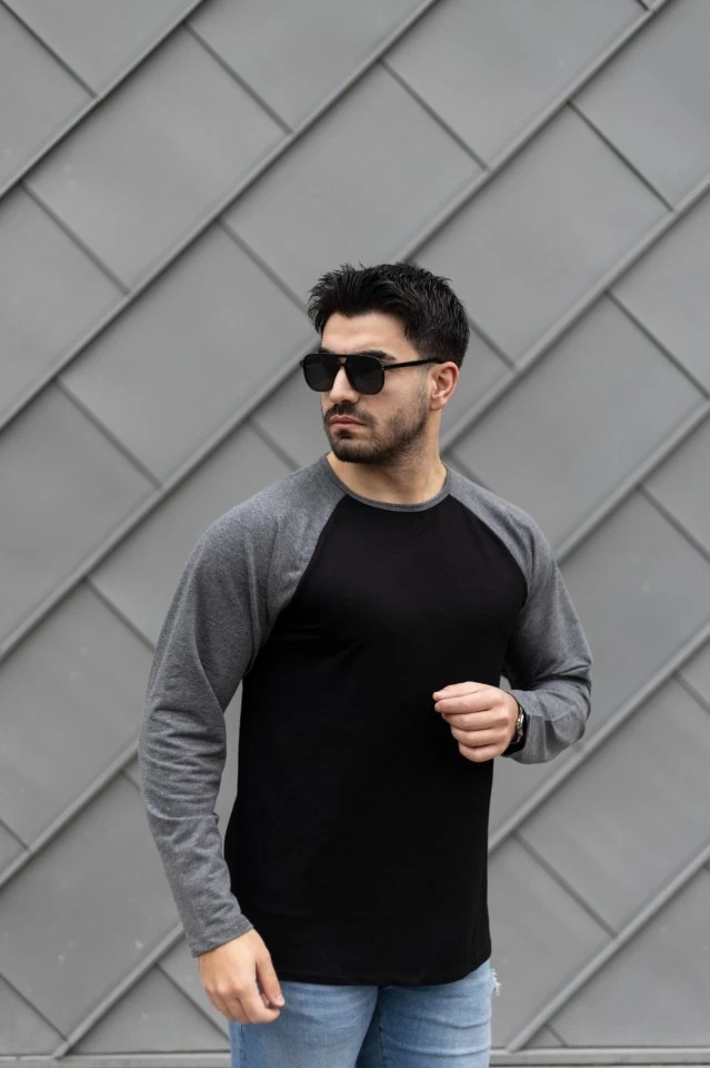 Erkek Uzun Kollu Bisiklet Yaka Viskon Iki Iplik Sweat