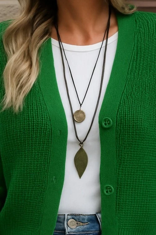 Kadın Uzun Kollu Düğme Detay Triko Hırka