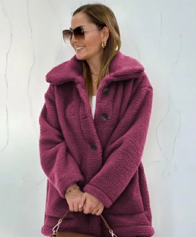 Kadın Uzun Kollu Yakalı önden Düğmeli Welsoft Kaban