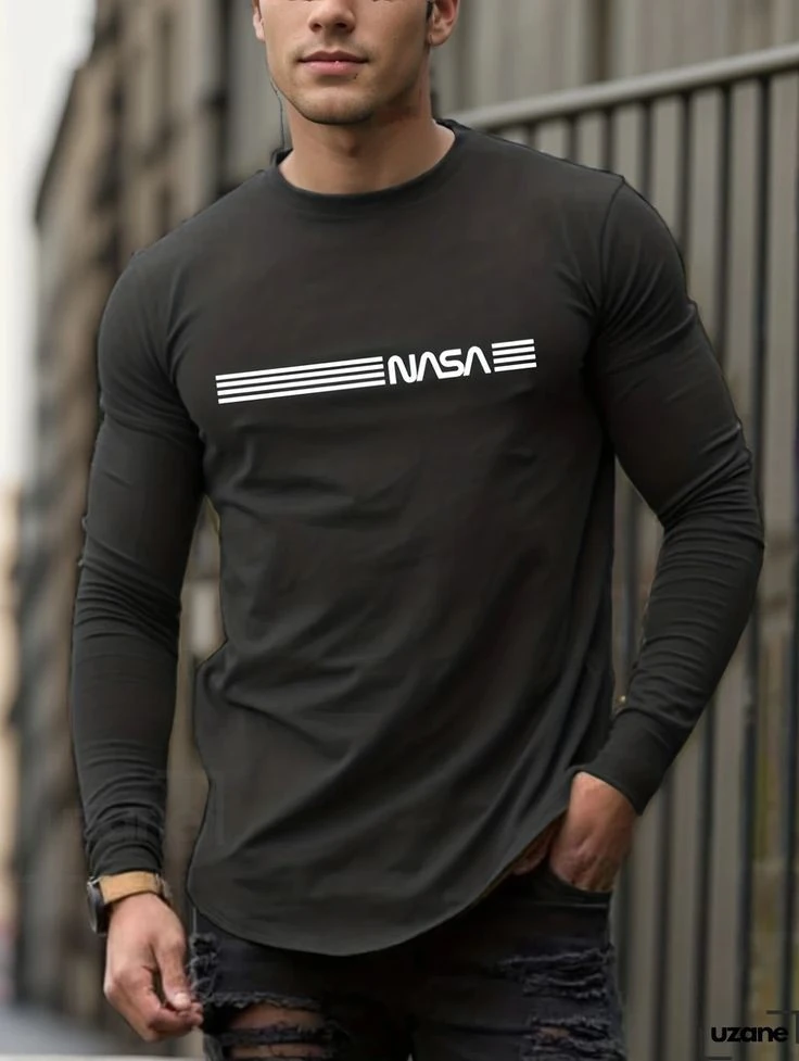 Erkek Uzun Kollu Bisiklet Yaka Viskon Sweat