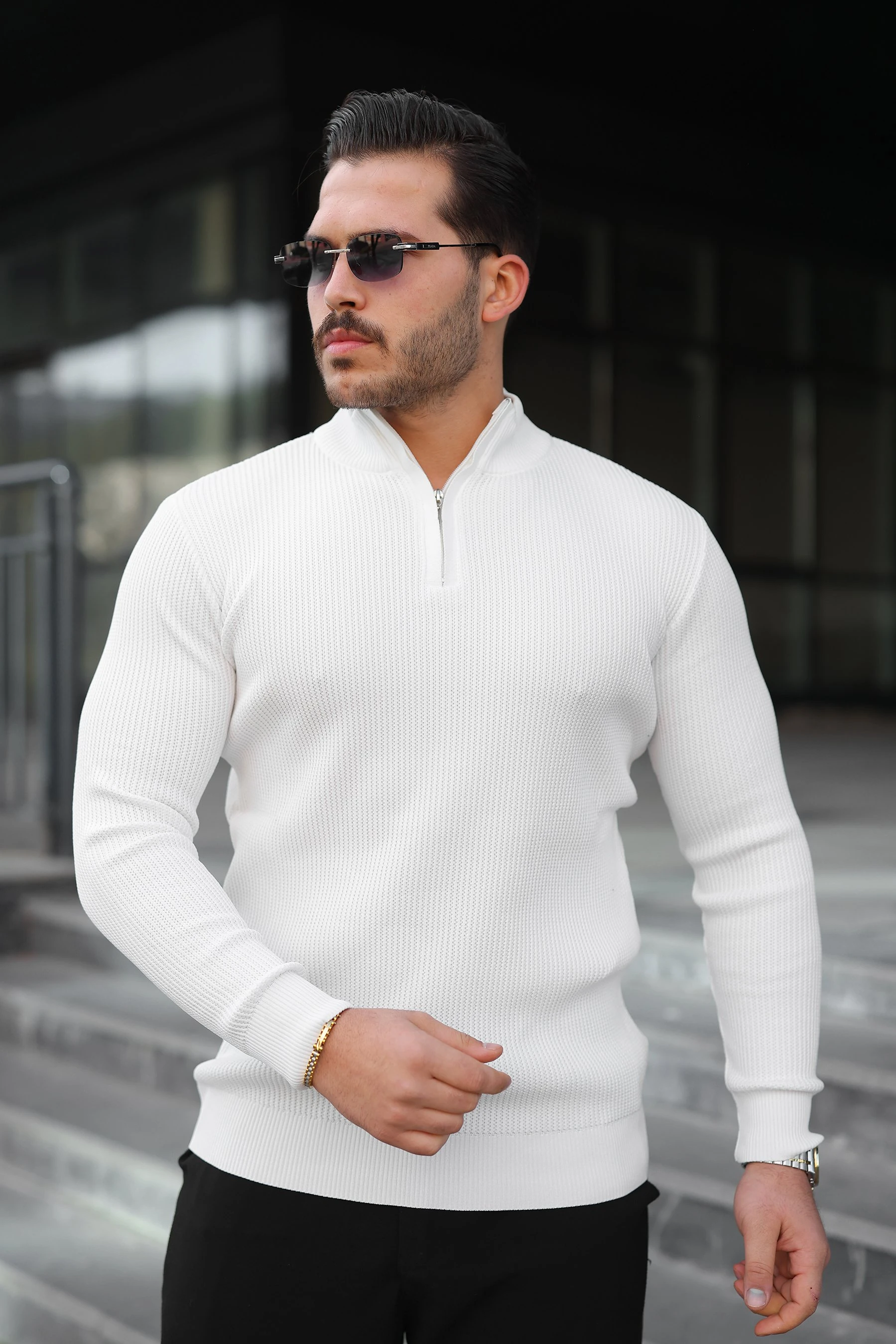 Erkek Balıkçı Zip Yaka Uzun Kollu Triko