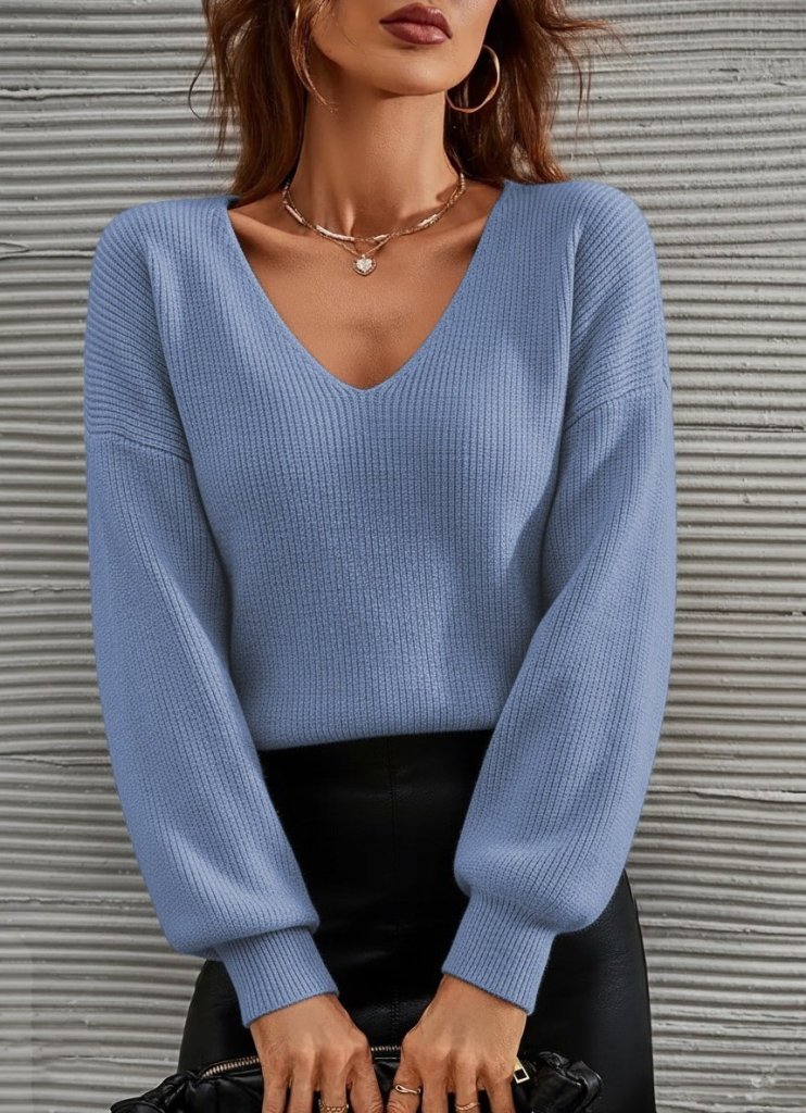 Kadın Uzun Kollu V Yakalı Triko Bluz