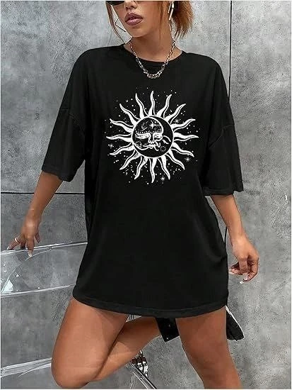 Bisiklet Yaka Baskılı T-shirt - Siyah