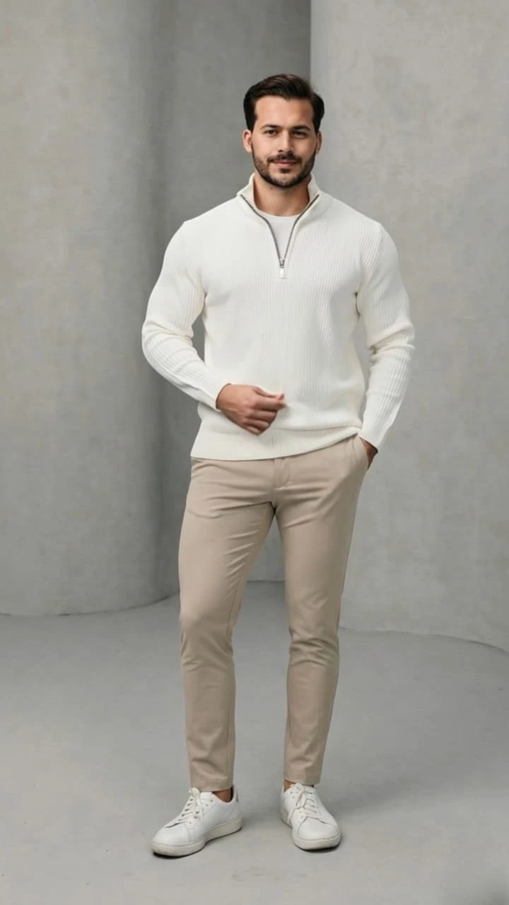 Erkek Balıkçı Zip Yaka Uzun Kollu Triko