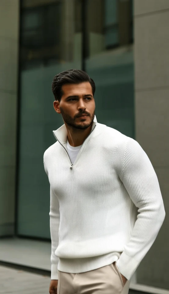 Erkek Balıkçı Zip Yaka Uzun Kollu Triko