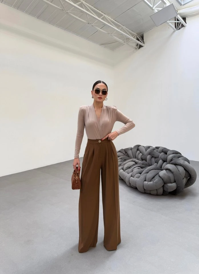 230 Gr Poly Viscose Full Lycra Pi̇leli̇ Palazzo Pantolon