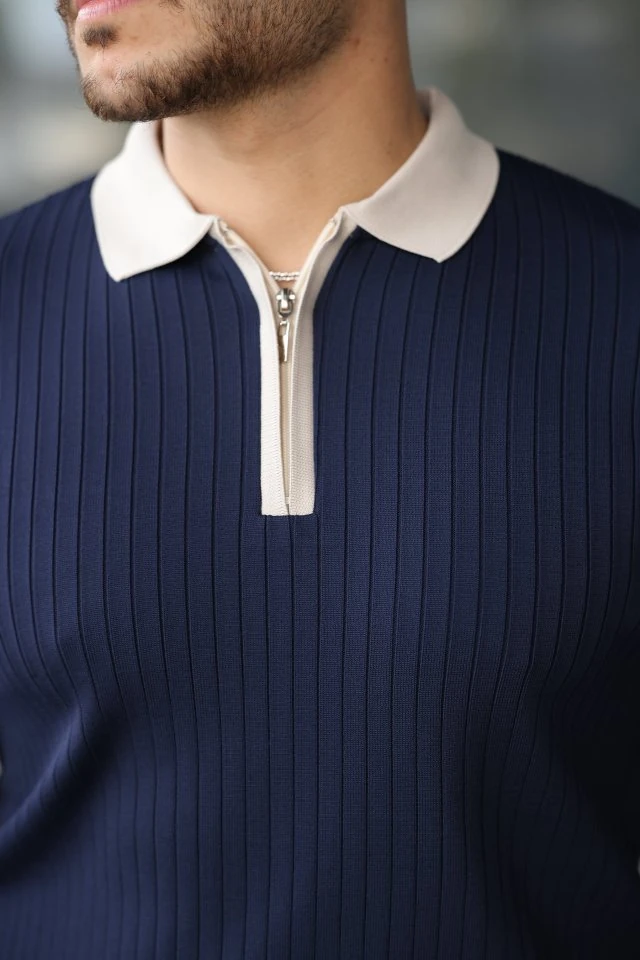 Erkek Kol Ve Yaka Detaylı Uzun Kollu Triko