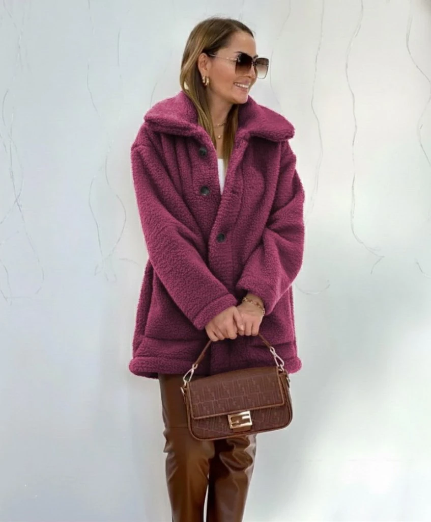 Kadın Uzun Kollu Yakalı önden Düğmeli Welsoft Kaban