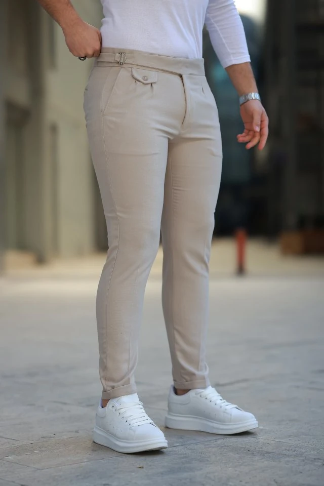 Erkek Bel Toka Detaylı Pileli Pantolon