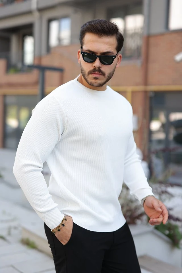 Erkek Selanik Örme Bisiklet Yaka Triko