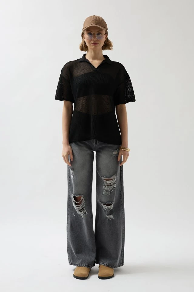 Polo Yaka TransparanT-Shirt