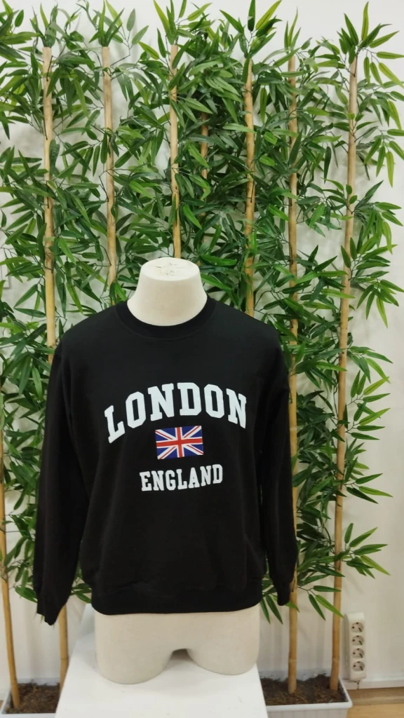 Erkek Uzun Kollu Bisiklet Yaka Yazı Baskılı Iki Iplik Sweat