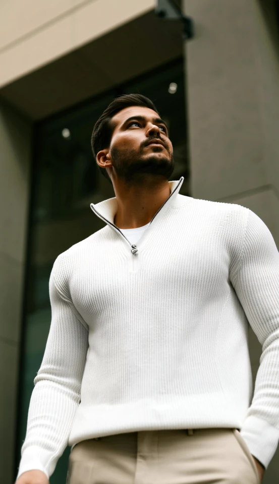 Erkek Balıkçı Zip Yaka Uzun Kollu Triko