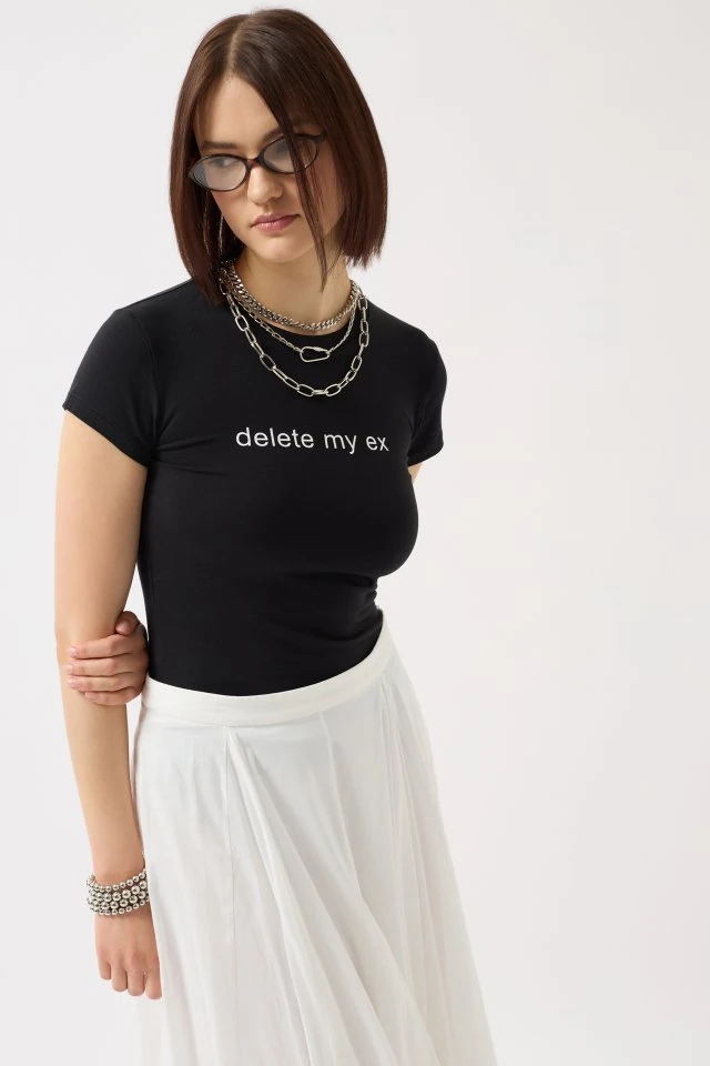 Baskılı Likralı Crop T-Shirt