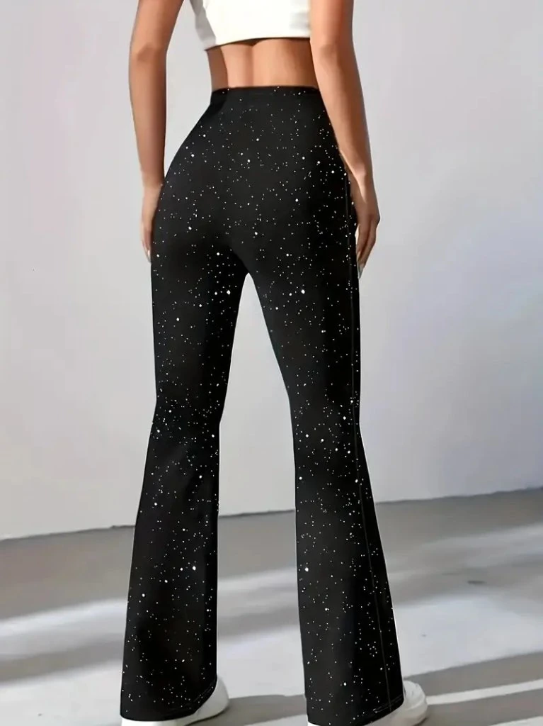 Kadın Yüksek Bel Taşlı Dalgıç Tayt