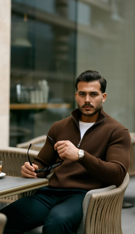 Erkek Balıkçı Zip Yaka Uzun Kollu Triko