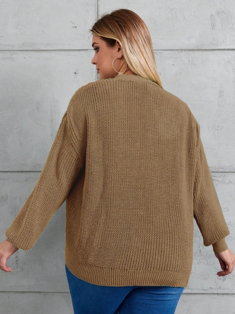 Kadın Beş Düğme Büyük Beden Triko Hırka