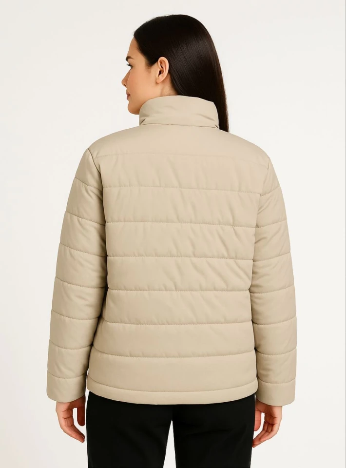 Bomber Mont Ceket – Su İtici Kumaş, Kapitone Astarlı, Fermuarlı, Kışlık - Bej