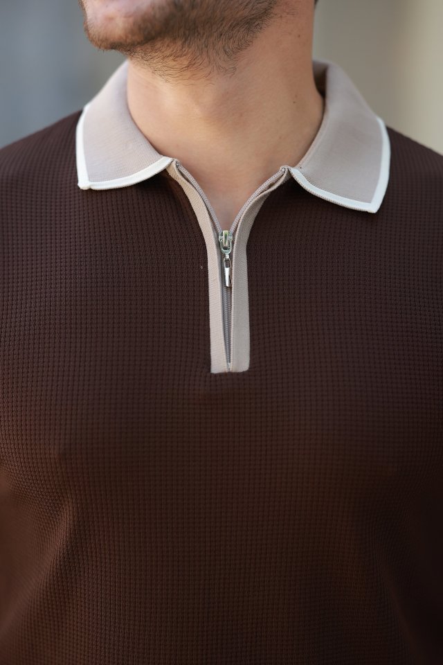 Erkek Renkli Yaka Kısa Kollu Tişört