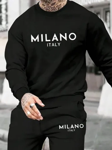 Erkek Uzun Kollu Baskı Detaylı Iki Iplik Takım