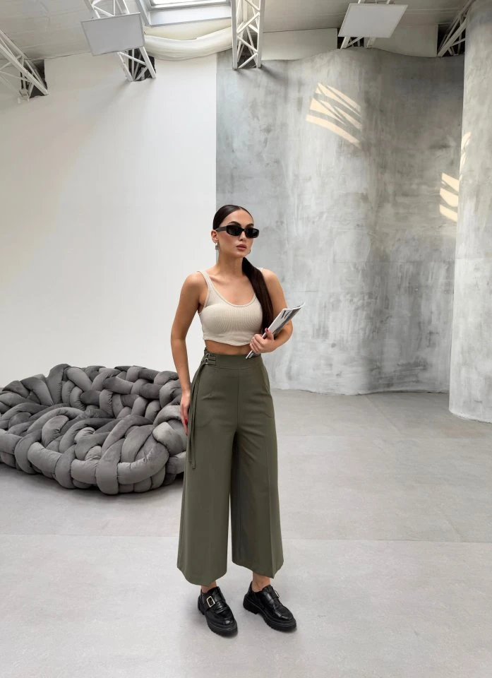 230 Gr Poly Viscose Full Lycra Metal Toka Aksesuarli Pantolon