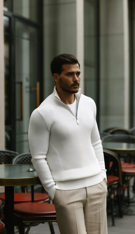 Erkek Balıkçı Zip Yaka Uzun Kollu Triko